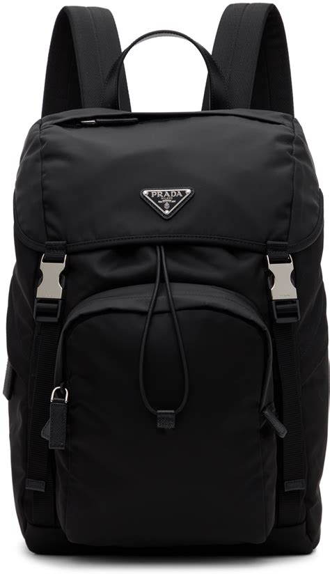 prada one shoulder backpack fabric black|Prada re nylon medium backpack.